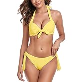 Colloyes Women's Two Piece Bikini Sets Push Up Halter Bikini Bathing Suit Adjustable 2 Piece Swimsuit