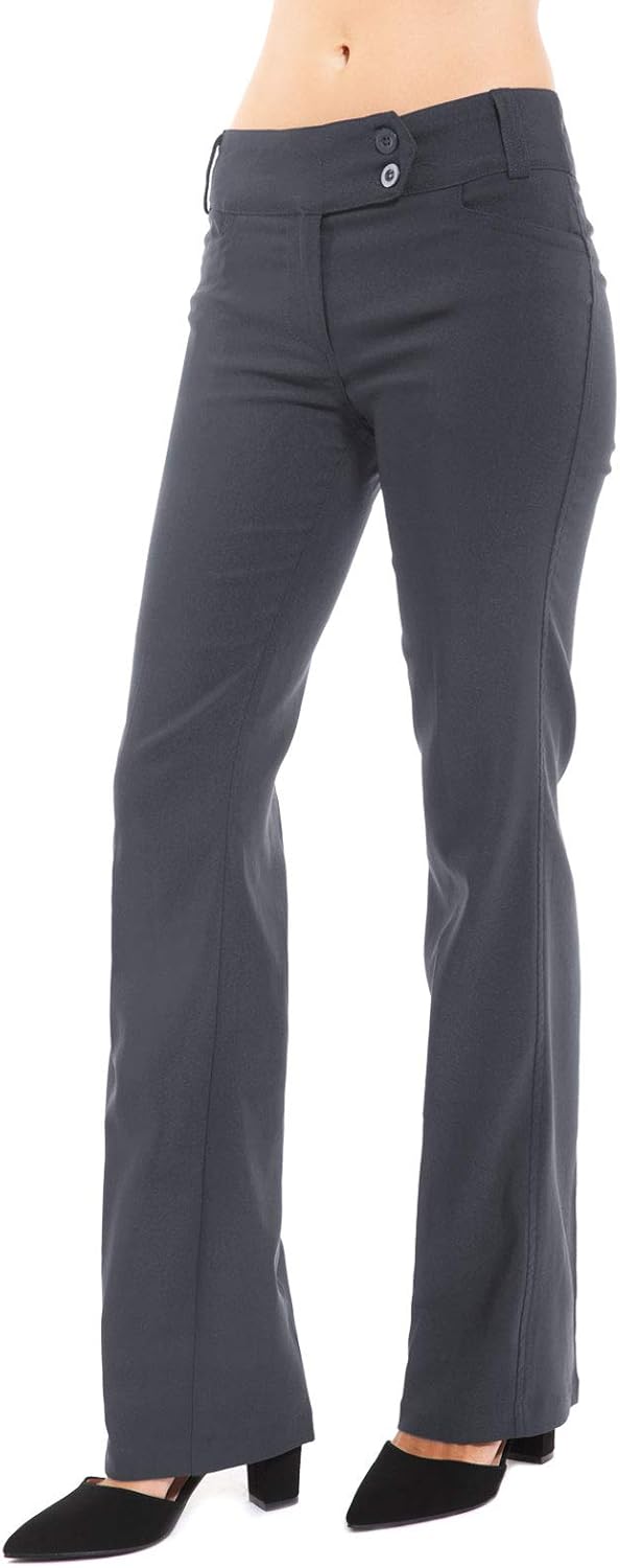 Design by Olivia Women's Relaxed Boot-Cut Stretch Office Pants Trousers Slacks: Clothing