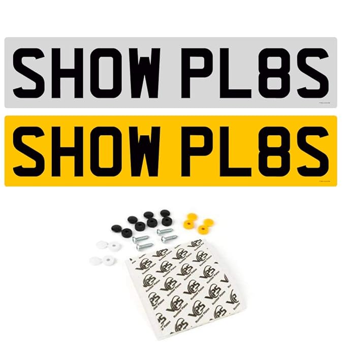 Number Plates Pair of Front and Rear Car SHOW with fixing kit Amazon