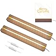 2 Pcs 11.81 Inch Wooden LED Light Display Pedestal, Wooden Rectangle LED Lights Display Base for Acrylic and Plexiglass,Night LED Light Lamp Base with USB Switch (Warm Light)