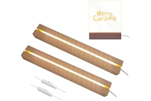 BIGKING 2 Pcs 11.81 Inch Wooden LED Light Display Pedestal, Wooden Rectangle LED Lights Display Base for Acrylic and Plexiglass,Night LED Light Lamp Base with USB Switch (Warm Light)
