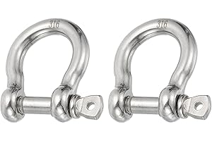 PATIKIL Screw Pin Shackle 5.7mm 1/4" 485lb, 2Pcs 316 Stainless Steel Forged Bow Shackle Marine Grade for Chains Wire Rope Out