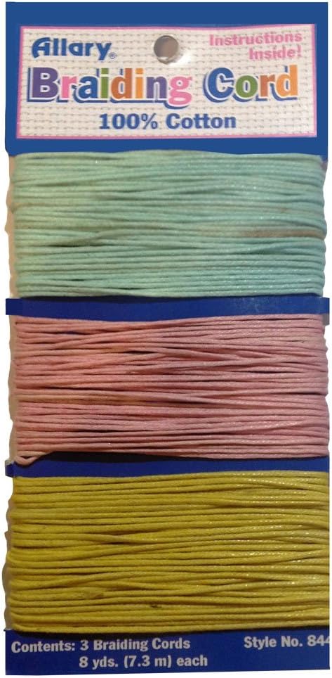 diybeads Allary Braiding Cord 100% Cotton 3 Colors 8 Yards per Color 24 Yards Total