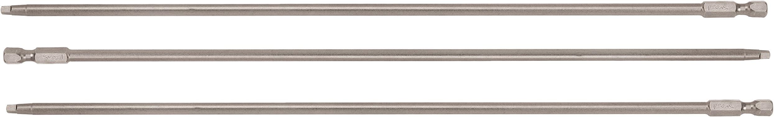 VEGA #2 Square Drive 12 Inch Extra Long Bits. Professional Grade SQ2 Robertson Square Bits. 1300R2A-3 (Pack of 3)
