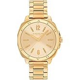 Coach Kitt Women's 3H Quartz Watch – 34 mm Stainless Steel Case – Link Bracelet – Stylish Fashion Accessory, Gift for Her