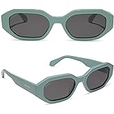 DIFF Allegra Designer Angular Sunglasses for Women UV400 Polarized, Steel Teal + Grey