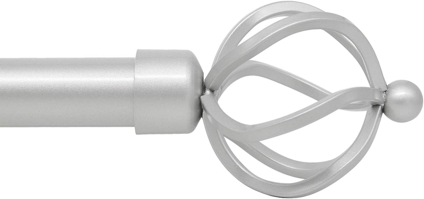 Window Curtain Rod with Twisted Cage Finials, 1" Diameter Decorative Window Treatment Single Rod Set, Adjusts from 22" to 42", Black Cafe Window Rods: Home Improvement
