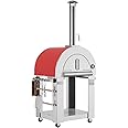 Empava Pizza Oven with Open Shelf and Wheels for Outdoor Kitchen, Wood Fire for Grill & Camping Backyard Party in Stainless Steel, 38.6 Inch, Italian Red