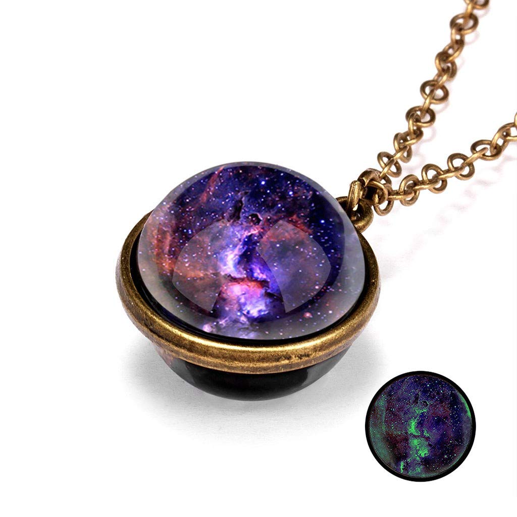 Star Necklace, SuperXC Galaxy System Double Sided Glass Dome Planet Necklace Pendant