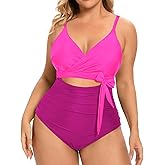 Daci Plus Size One Piece Swimsuit - Cutout Bathing Suit for Women Tummy Control Swimwear