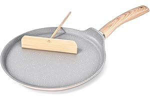 KRETAELY 10.5 Inch Crepe Pan Nonstick Crepe Maker with Spreader Dosa Pan Pancake Frying Pan with Granite Coating Pancake Pan 
