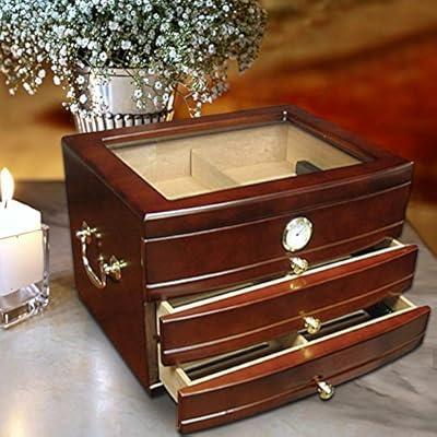 Amazon Com Personalized Dark Mahogany Glass Top Cigar Humidor
