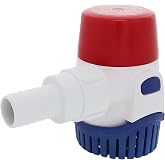Rule 25DA, Standard Bilge Pump, Non-Auto, Submersible,500 GPH, 12V | Marine Bilge Pump for Boats with Thermal Cut-Off, Check Valve, Low Amperage, 3/4" Threaded Ports, Ideal Boat Accessories