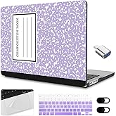 MEEgoodo Case for MacBook Air 15 inch M4/M3/M2 2025 2024 2023, Case Fit Model (A3241/A3114/A2941) for MacBook Air 15-inch, Laptop with Keyboard & Camera Cover & OTG Adapter, Composition Book Purple