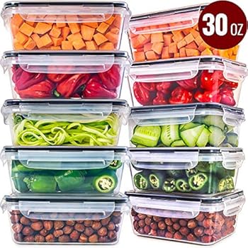 Food Storage Containers with Lids [10 Pack, 30 Ounce] - Food Containers with Lids Plastic Containers with Lids - Leak Proof Lunch Containers Plastic Storage Containers with Lids Meal Prep Containers