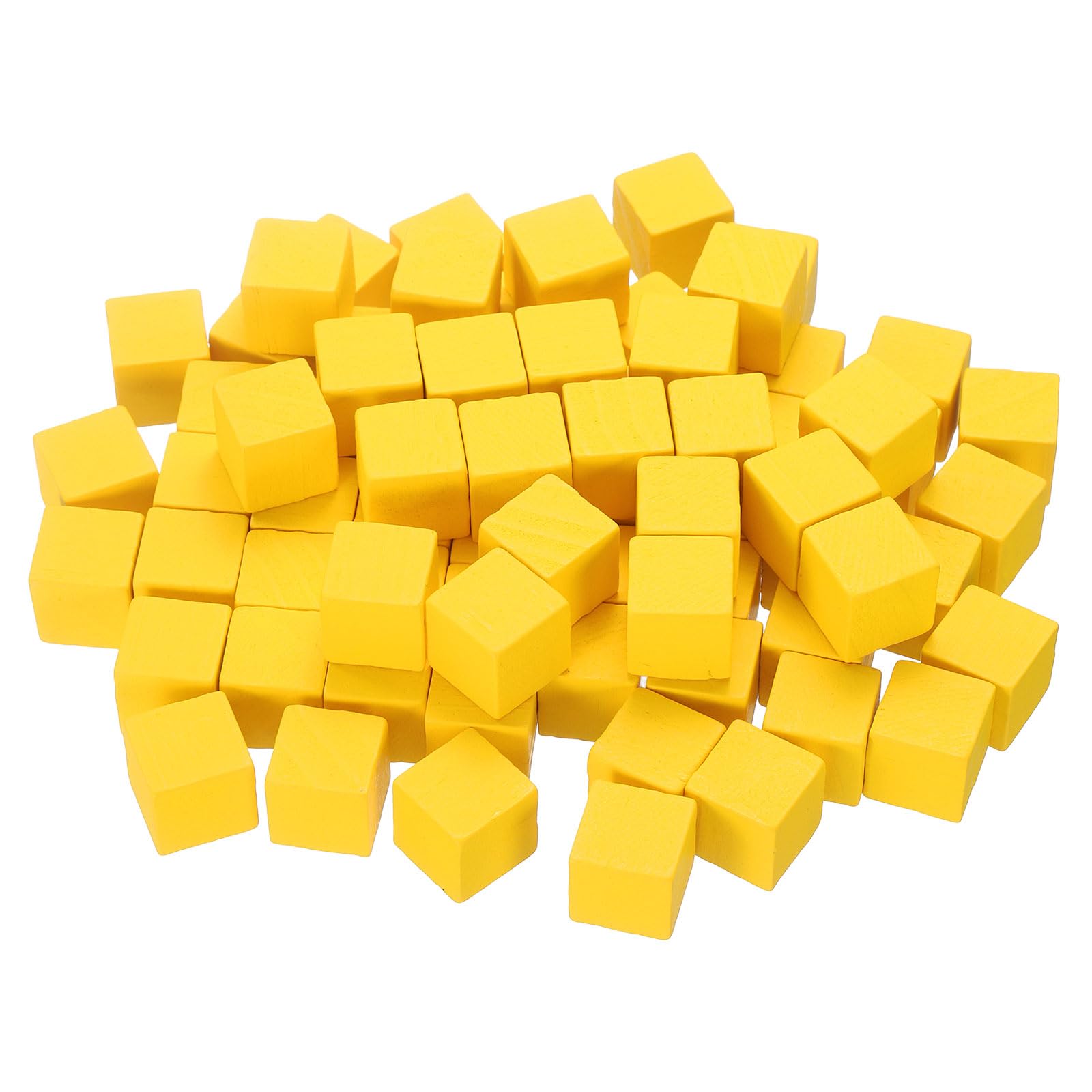 sourcing map 200Pcs Wood Blocks for Crafts, 1.5cm Unfinished Wood Cube Solid Wooden Blank Square Block for DIY Craft Projects Personalized Gifts, Yellow