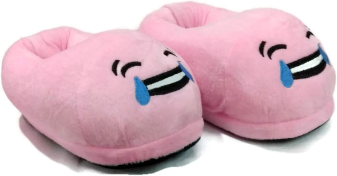 Trend Overseas Pink Emoji Bedroom Slipper Kids Free Size Indoor Slipper Funny Soft Plush for Adults Kids Teens Bedroom Smiley Poop Socks Womens Girls