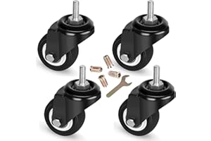 8T8 2 Inch Caster Wheels with Threaded Stem 5/16"-18x1(Screw Diameter 5/16", Length 1") Replacement Heavy Duty PU Casters for Cart Table Furniture, Mount Industrial Castors with Nuts Insert, Set of 4