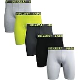 AND1 Mens Boxer Briefs - 5 Pack Performance Stretch Mens Underwear Long Leg Boxers for Men with Contour Pouch, 9" Inseam
