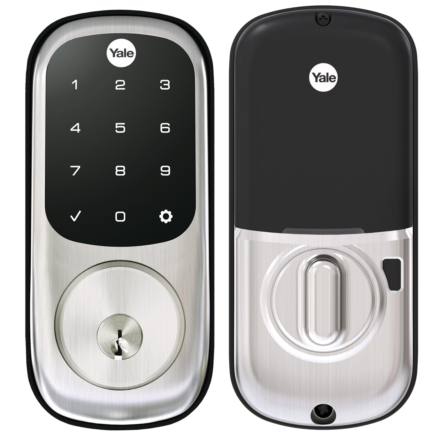 Photo 1 of Yale Assure Lock Deadbolt, Satin Nickel Digital Touchscreen Keypad with Z-Wave and Backup Key for Front or Back Entry Door, YRD226-ZW2-619