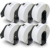 BETCKEY - Compatible Address Labels Replacement for Brother DK-1201 (1.1 in x 3.5 in), Use with Brother QL Label Printers [6 Rolls/2400 Labels]
