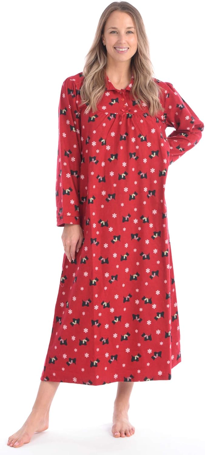Patricia Lingerie Women's 100 Cotton Flannel Print Long Sleeve