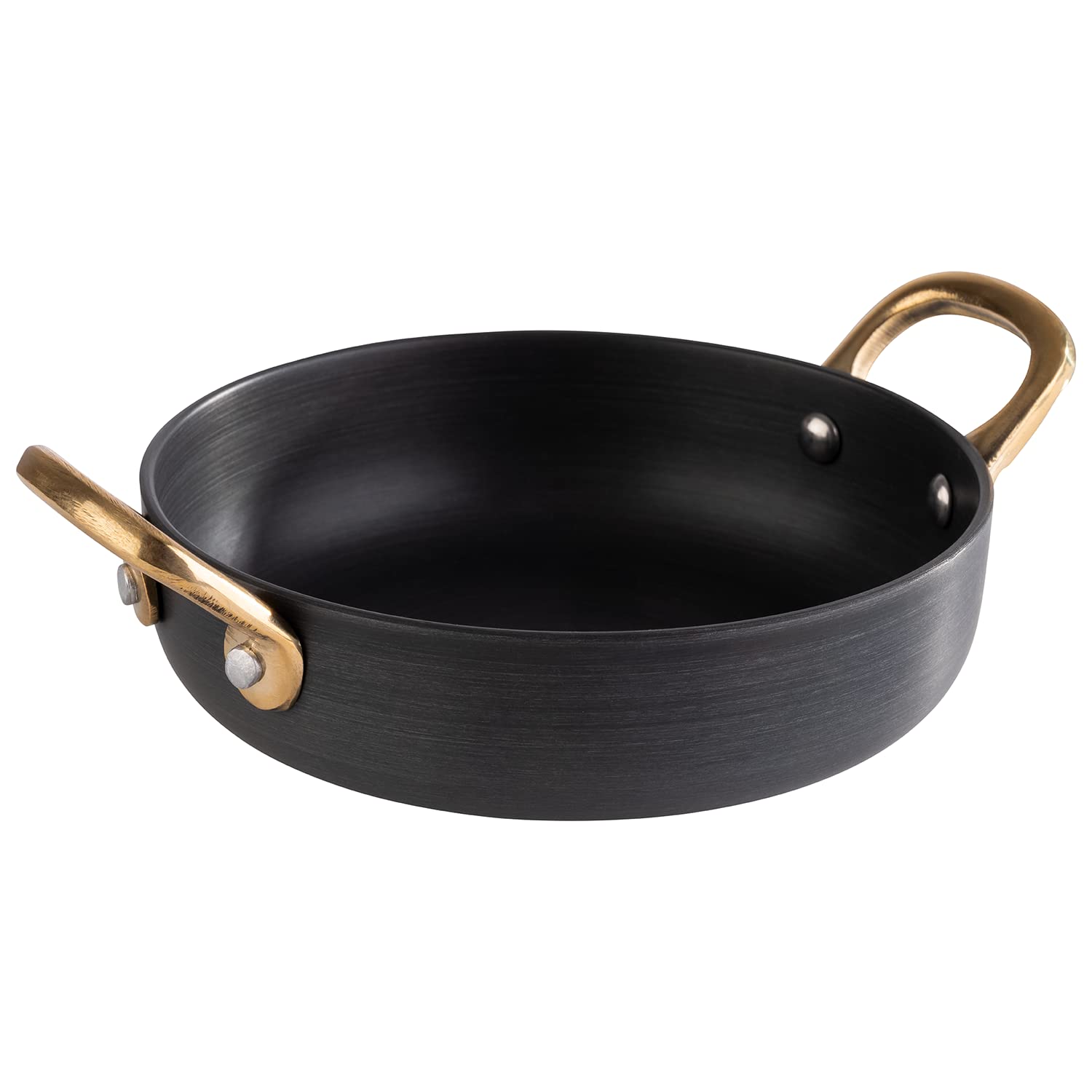 APS 40741 Serving Pots Aluminium Brass Handles Diameter 13.5 cm 0.3 litres Black