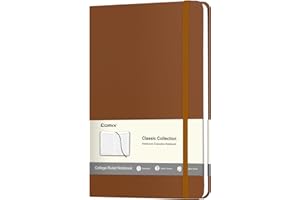 COMIX A5 Hardcover Journal Notebook, 240 Pages, College Ruled, 5.5"x8.3" Vegan Leather Notebook with Elastic Band for Work, S