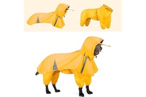 BAMY 2 Pcs Large Dog Raincoat Hooded Split Dogs Poncho and Hoodie Waterproof Pet Rain Wear Light Breathable Suit Adjustable Pet Outfit for Medium Large Dogs (5XL (Chest Circumference 26.8in), Yellow)