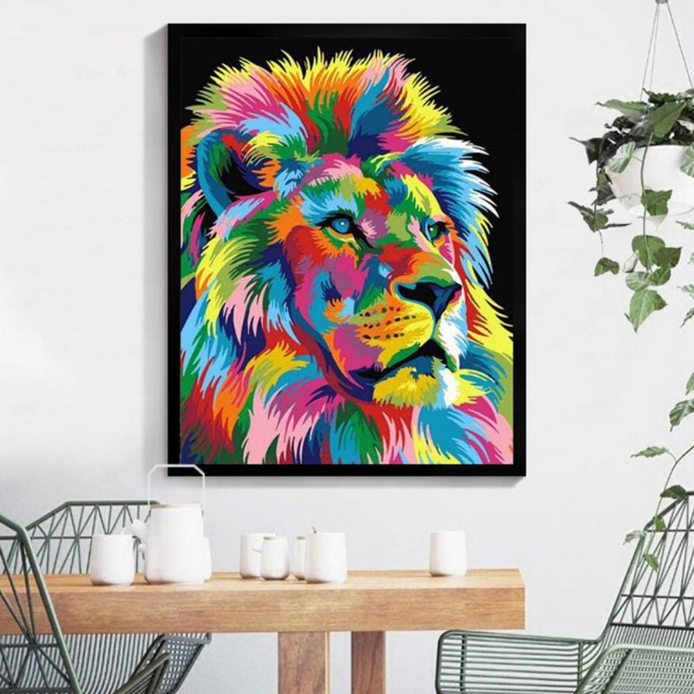 KOERIM DIY Oil Painting Paint by Numbers Kits for Kids Adults Beginner,Animal Lion Digital Painting by Numbers Modern Wall Art Picture Home Decor,16x20inch