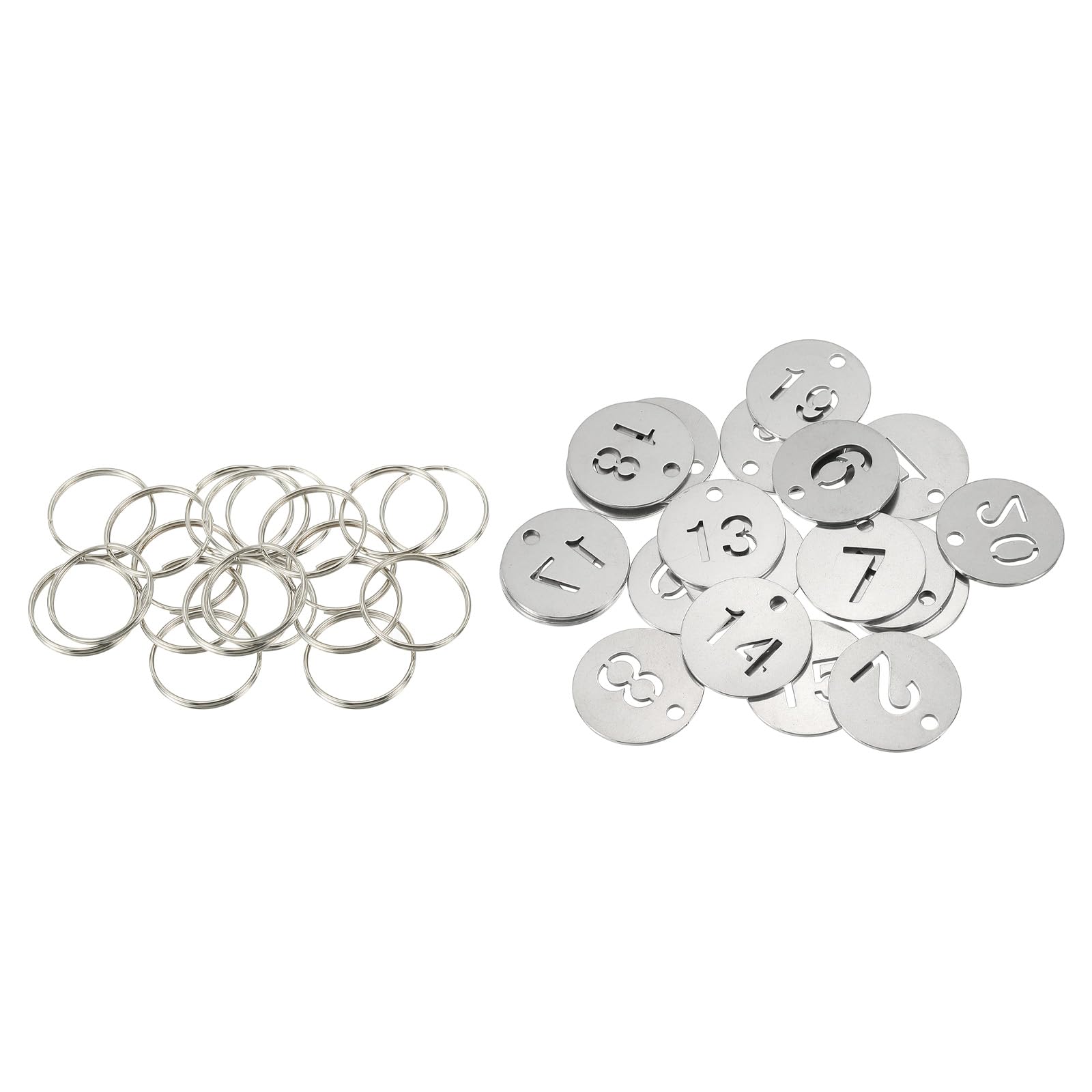 PATIKIL Number Key Tag, 23mm Stainless Steel 1-20 Number ID Tags Keychain Hollowed Numbered Key Tags with Rings Identifiers Keys Label for Dormitory Keys House Lockers