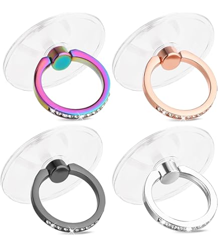 Ymapinc 4 Piezas De Anillo De Dedo Para Teléfono Celular Transparente Con Diamantes De Imitación, Soporte Para Anillo De Teléfono, Soporte De Agarre Con Rotación De 360° Compatible Con Teléfonos Y