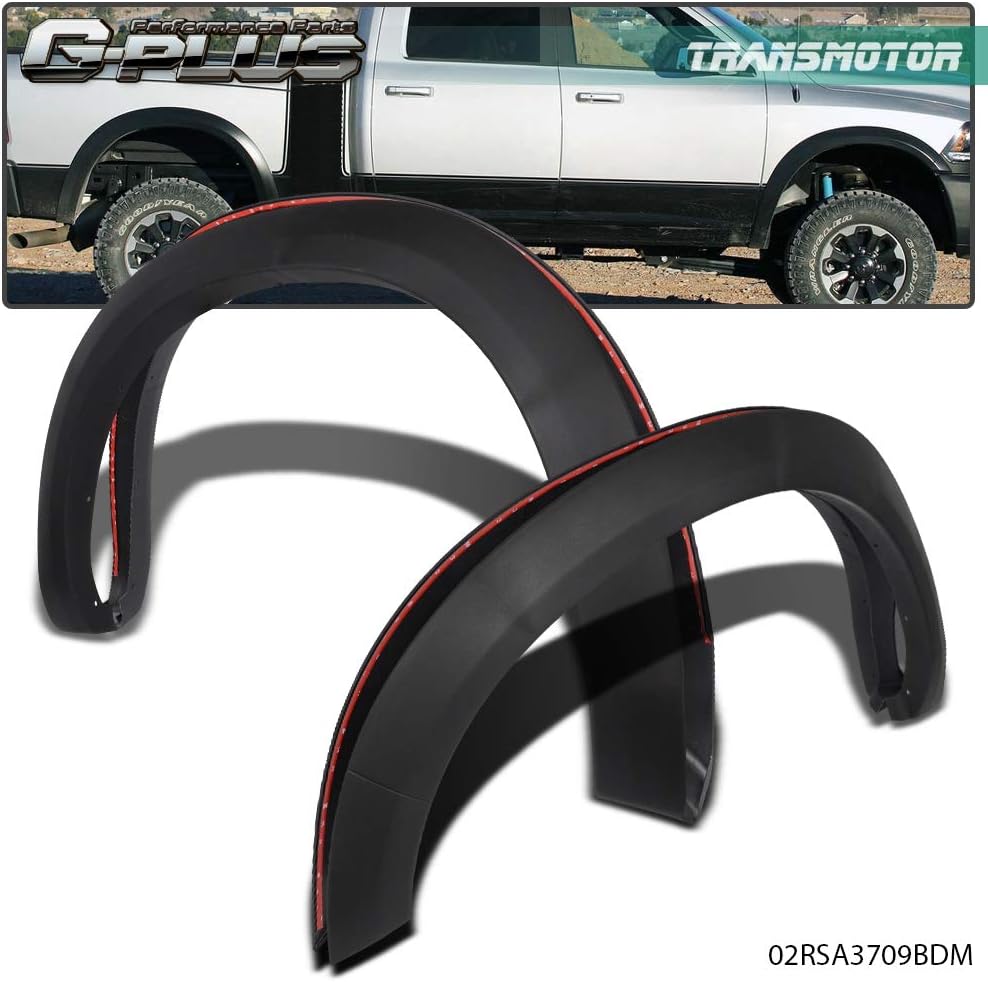 Textured Black Wheel Fender Flares Compatible with Dodge 2009-2018 Ram 1500 | Finish PP Injection Front Wheel Cover Protector Vent Trim Mudguards
