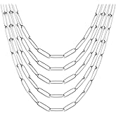 Exway 5 Pcs Paperclip Charm Necklaces Chain 18Inch Stainless Steel Sliver Chain Necklaces Kit with Lobster Clasps for Crafts DIY Women Jewelry Making