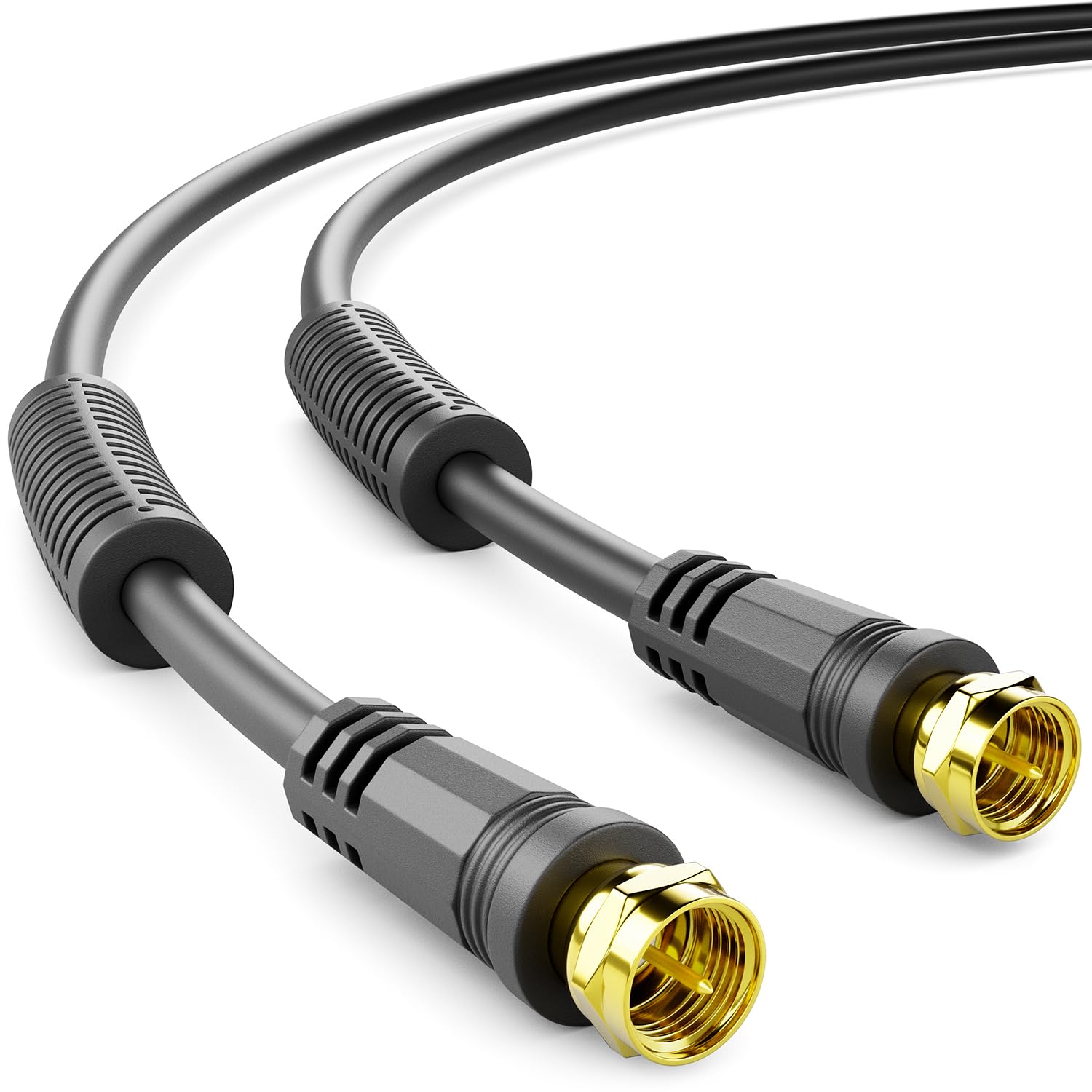 deleyCON 5m (16.40 ft.) SAT TV Antenna Cable Coaxial Cable HDTV Quad Shield DVB-S DVB-S2 Radio DAB Sheath Current Filter Ferrite Core - Black