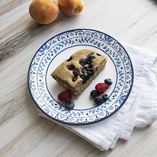 Corelle Vitrelle 6 PIECE Dinner Plates Set Triple Layer Glass and Chip Resistant, Lightweight Round Plates, Portofino