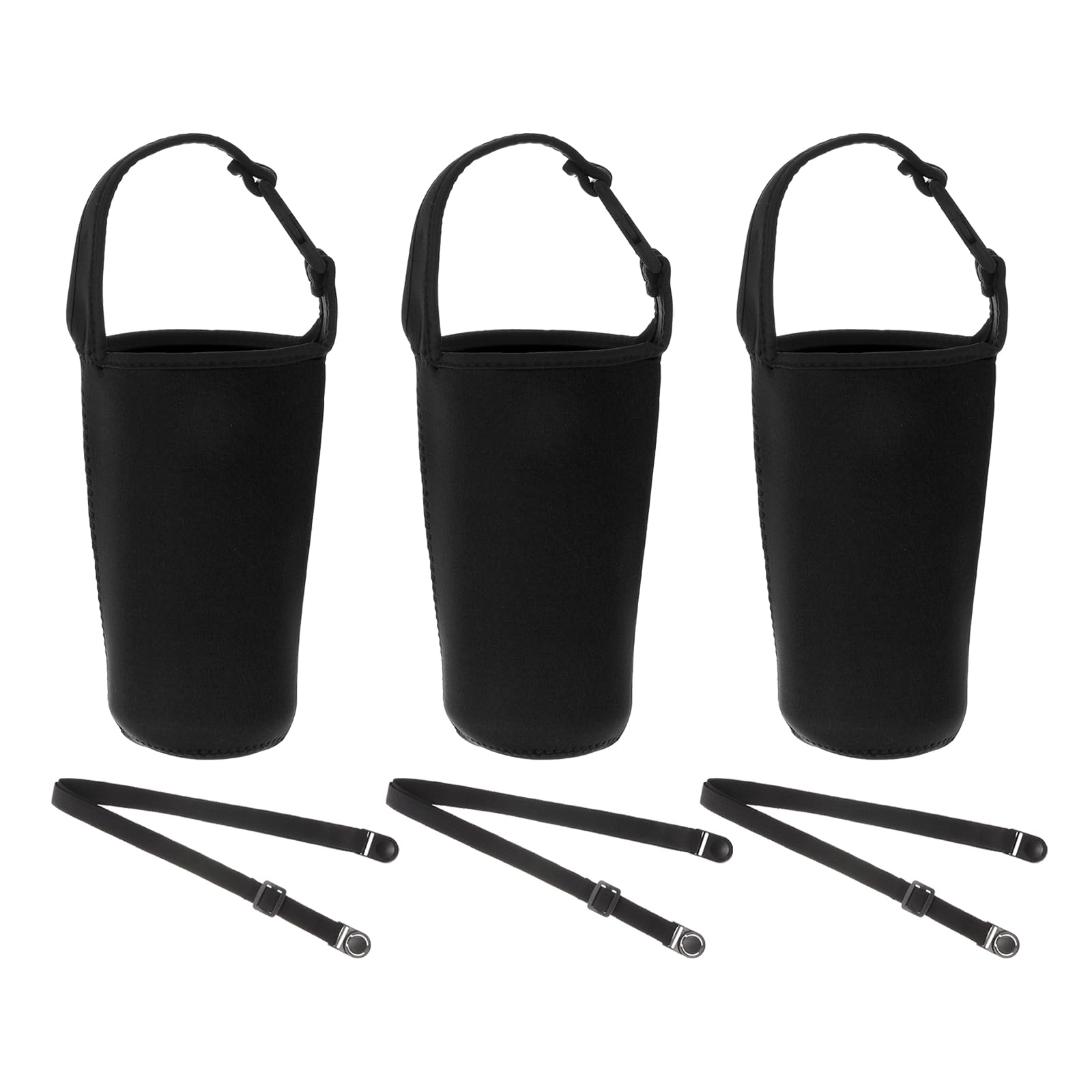 PATIKIL 30oz Tumbler Carrier Holders with Shoulder Strap, 3 Pack Reusable Neoprene Insulated Mug Drinks Water Bottle Cap Tumbler Carrier Pouch Protector, Black