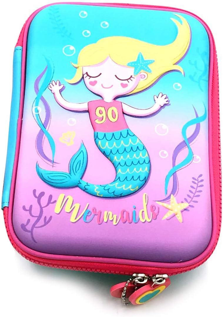 ShopNGiftMulti-Layer Large Capacity Double Zipper Cute Pencil Case for School Supplies Kids/Teenagers (Mermaid)