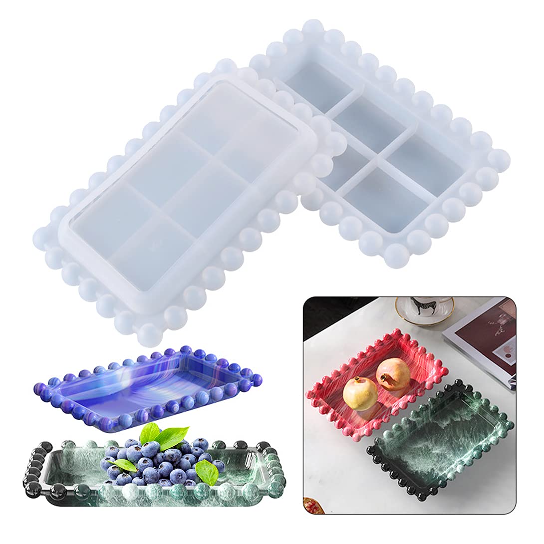 Koonafy Resin Tray Mold Rectangle Epoxy Resin Mold Silicone Dish Coaster Mold Jewelry Holder Casting Mould for DIY Trinket Snack Storage, Decorative Tray