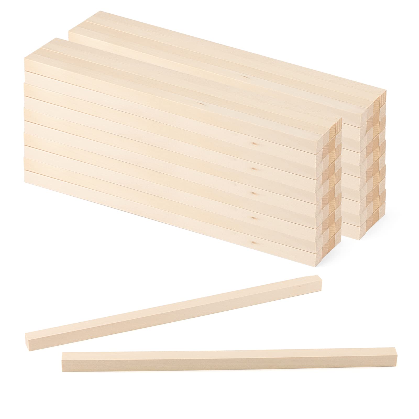 MANCHAP 100 Pack 30cm x 5mm Hardwood Unfinished Wood Dowel Rods - Square Sticks for Crafts, Arts & DIY Projects