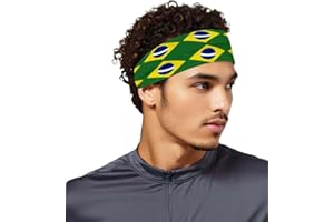 Brazil Headband for Man Woman,Brazilian Flag Non Slip Elastic Soft Head Band Bandana for Sport Travel Running Working Out