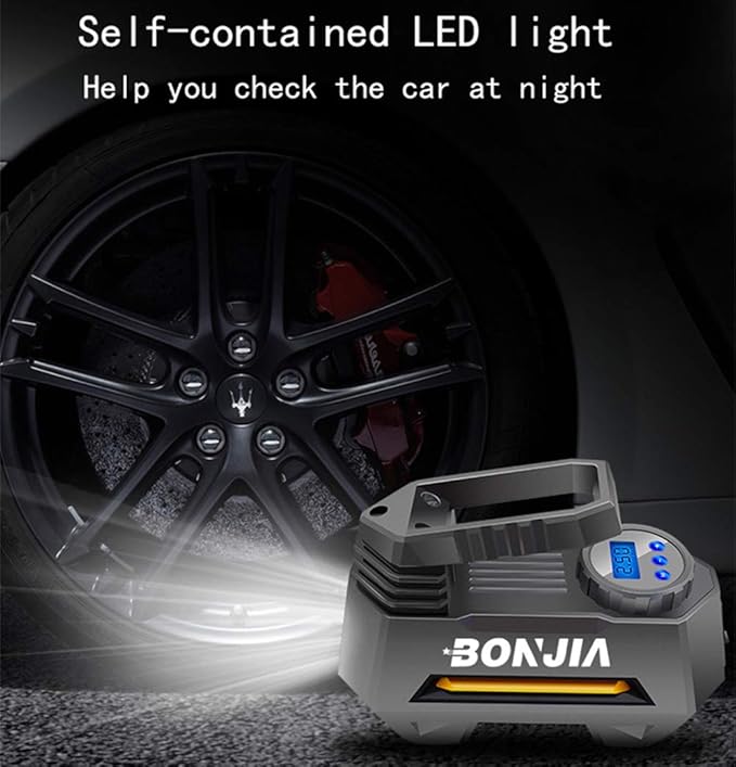 Car Tire Care, Amazon Com Bonjia Portable Tire Inflator Air Compressor Pump For Dc 12v With Extra Nozzle Led Light For Compact Medium Car Suv Automotive, Car Tire Care