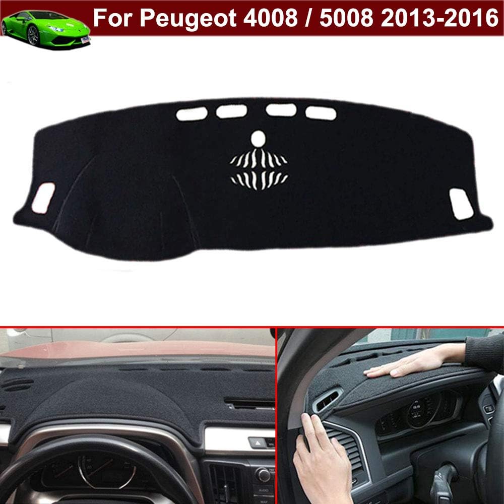 Chaoben New 1pcs Black Non-Slip Dash Mat Dashboard Mat Dash Carpet Dash Covers Dashboard Cover for Peugeot 4008 5008 2013 2014 2015 2016