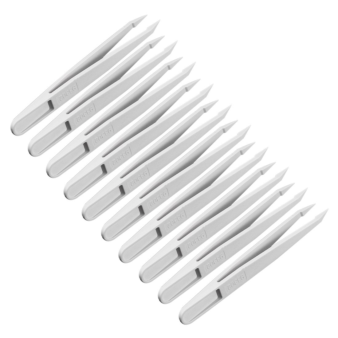 Sourcingmap Plastic Anti-Static Tweezers, Precision Slant Point Tip for Jewelry Craft DIY Beauty Electronics Repair Tool White 10 Pcs