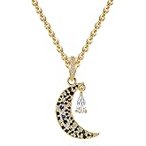 MTMY Gold Moon Pendant Necklace for Women,14K Gold Plated Dainty Chain Crescent Moon Sun Star Necklace Jewelry