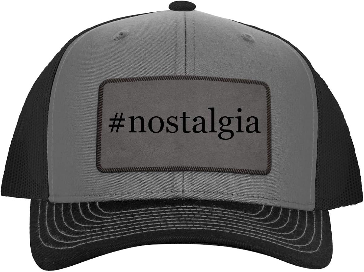 #Nostalgia - Leather Hashtag Grey Patch Engraved Trucker Hat