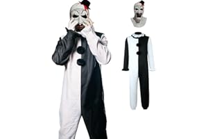 BIUTEY Adult TerrifiersCostume Jumpsuit Outfit Scary Art the Killer Cosplay Black and White Bodysuit Halloween