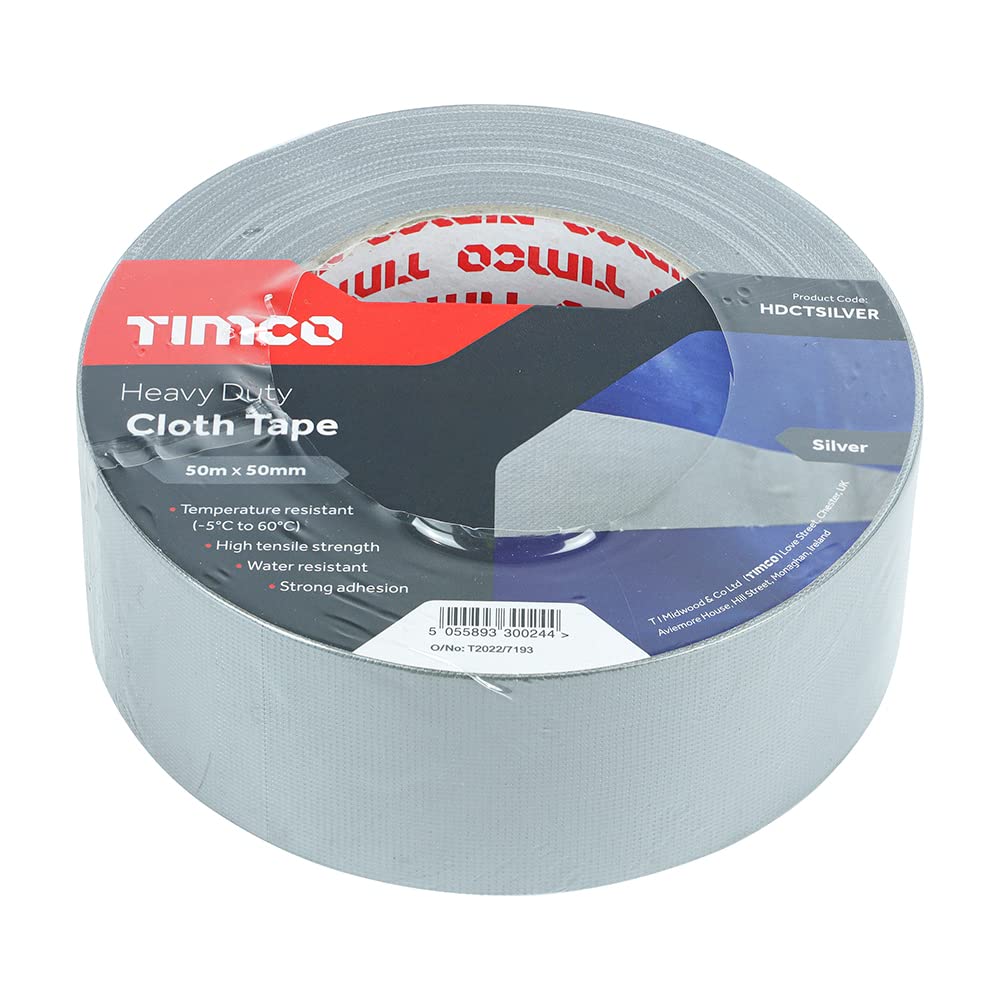 TIMco HDCTSILVER Heavy Duty Cloth Tape 50mm x 50m - Silver