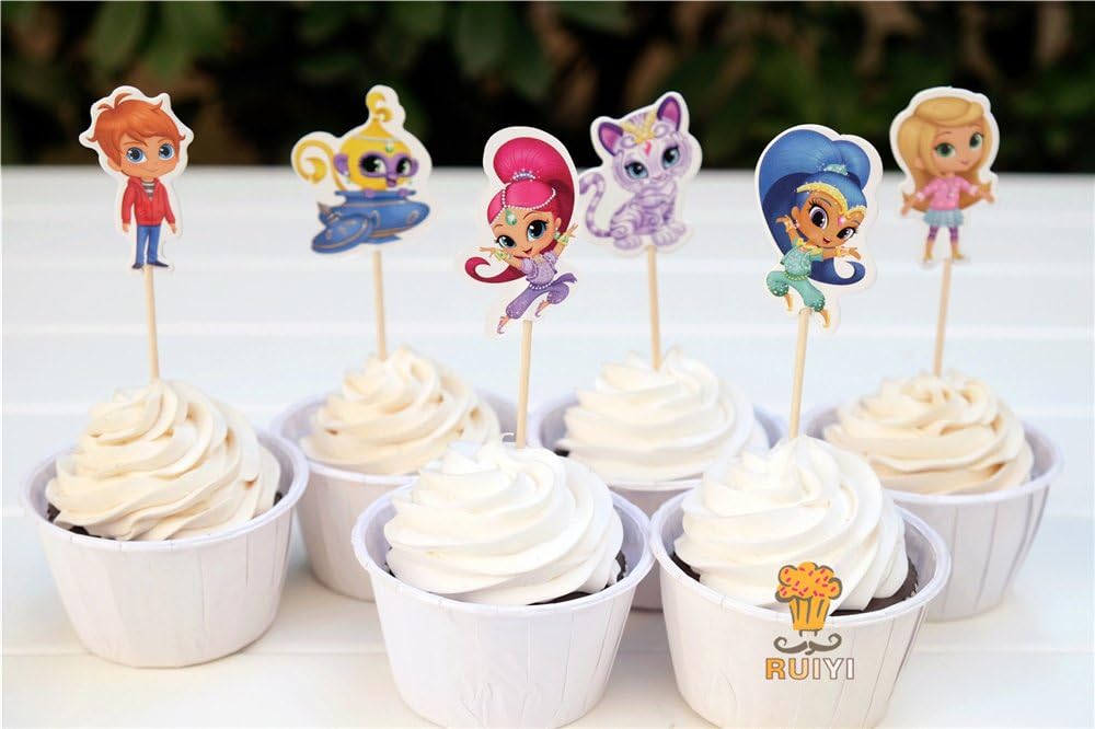 Brockhill Trading 12 x Shimmer And Shine Cupcake Toppers Happy Birthday