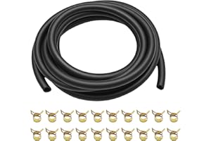 LIDSCURA 10 Feet 1/4 Inch ID Fuel Line Hose, Flexible Rubber Fuel Hose with 20 Clamps, Suitable for Small Gas and Diesel Engi